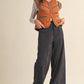 Charcoal Grey Suede Ruffle Trim Wide Leg Pants - Purpose + Passion Boutique