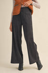 Charcoal Grey Suede Ruffle Trim Wide Leg Pants - Purpose + Passion Boutique