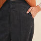 Charcoal Grey Suede Ruffle Trim Wide Leg Pants - Purpose + Passion Boutique