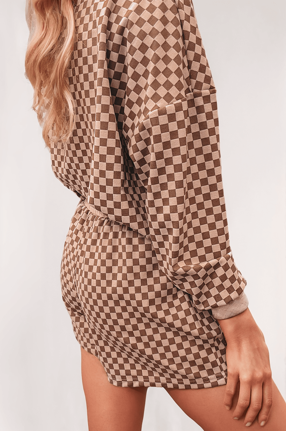 Checkerboard Long Sleeve Pullover Set (2pcs) - Purpose + Passion Boutique