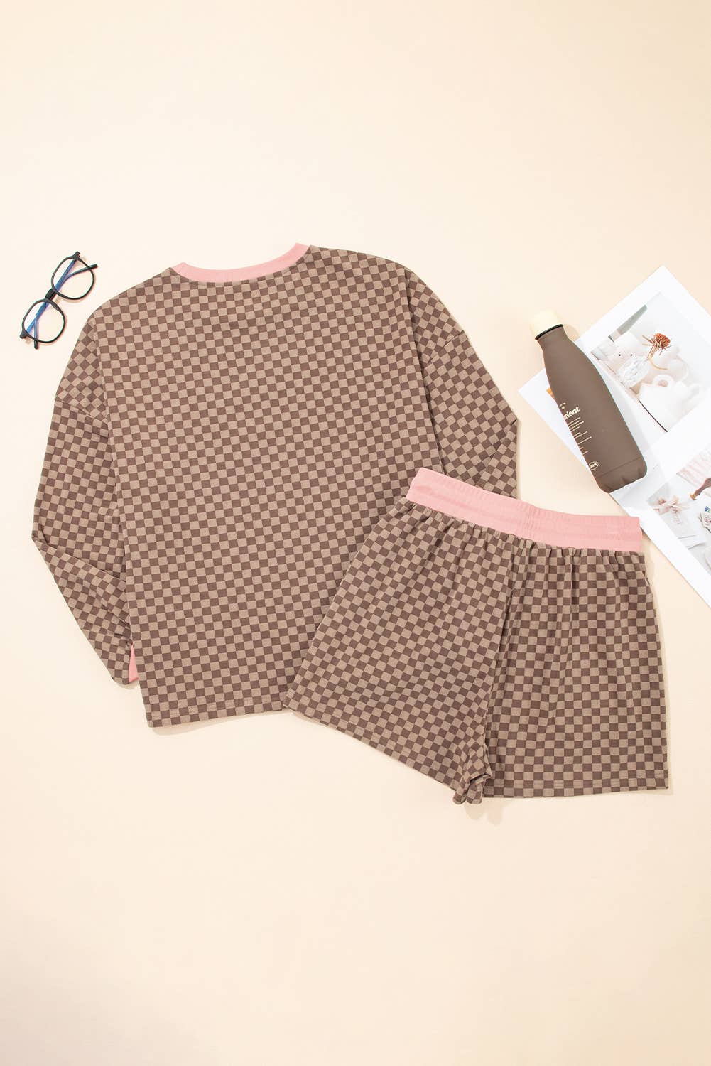 Checkerboard Long Sleeve Pullover Set (2pcs) - Purpose + Passion Boutique
