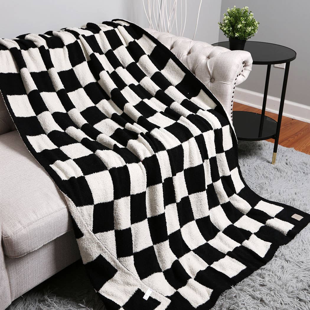 Checkerboard Patterned Throw Blanket - Purpose + Passion Boutique