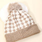 Checkered Pattern Pom Beanie - Purpose + Passion Boutique