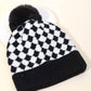Checkered Pattern Pom Beanie - Purpose + Passion Boutique