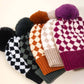 Checkered Pattern Pom Beanie - Purpose + Passion Boutique
