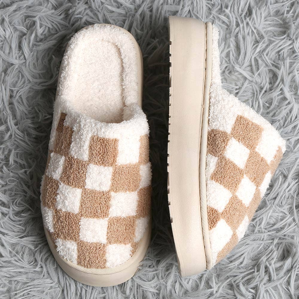 Checkered Platform Slippers - Purpose + Passion Boutique