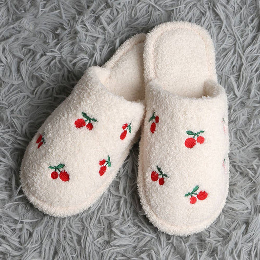 Cherries Embroidered Slippers - Purpose + Passion Boutique