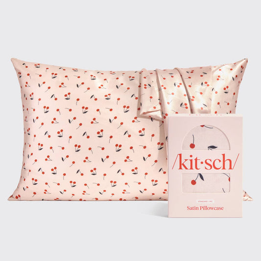 Cherry Print Satin Pillowcase Standard - Purpose + Passion Boutique