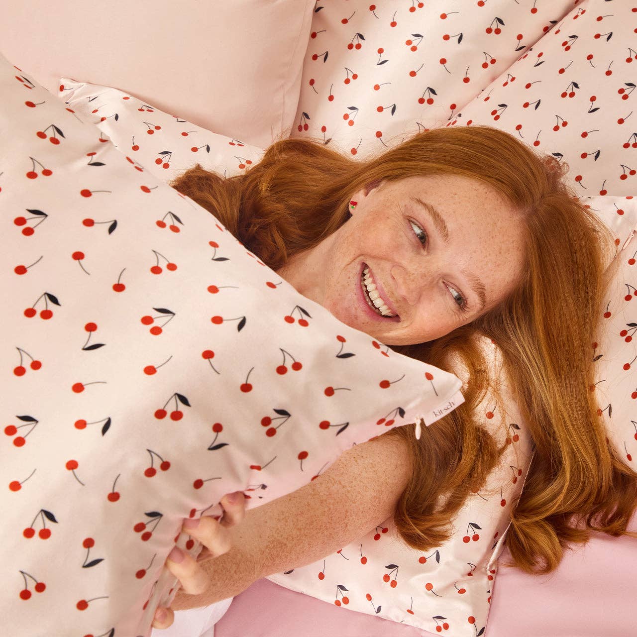 Cherry Print Satin Pillowcase Standard - Purpose + Passion Boutique