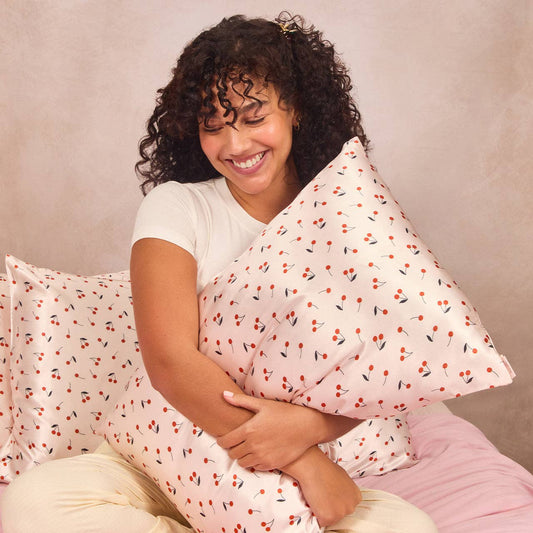 Cherry Print Satin Pillowcase Standard - Purpose + Passion Boutique
