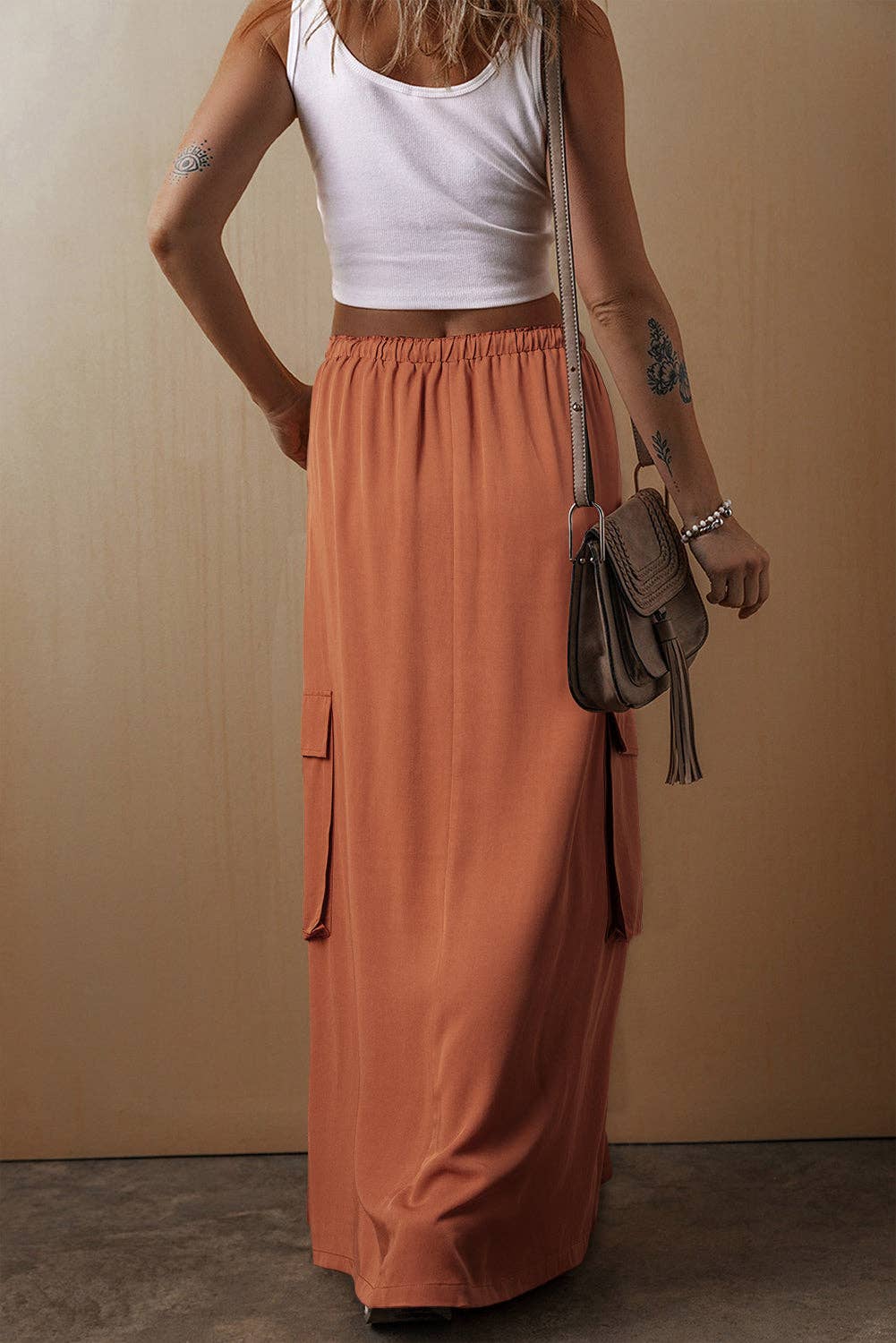 Chestnut Cargo Pocket Maxi Skirt - Purpose + Passion Boutique