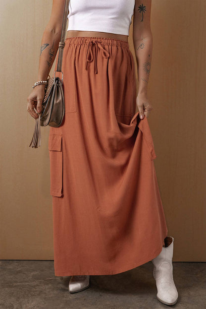 Chestnut Cargo Pocket Maxi Skirt - Purpose + Passion Boutique