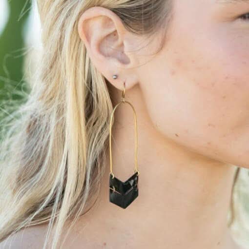 Chevron Drop Earrings in Dark Ankole - Purpose + Passion Boutique