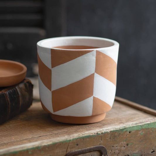 Chevron Terra Cotta Pot - Purpose + Passion Boutique