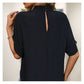 Chic Stand Collar Batwing Sleeve Black Blouse - Purpose + Passion Boutique