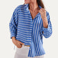 Chic Striped Pattern Collared Neck Button Down Top - Purpose + Passion Boutique