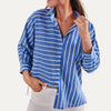 Chic Striped Pattern Collared Neck Button Down Top - Purpose + Passion Boutique