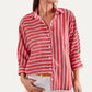 Chic Striped Pattern Collared Neck Button Down Top - Purpose + Passion Boutique