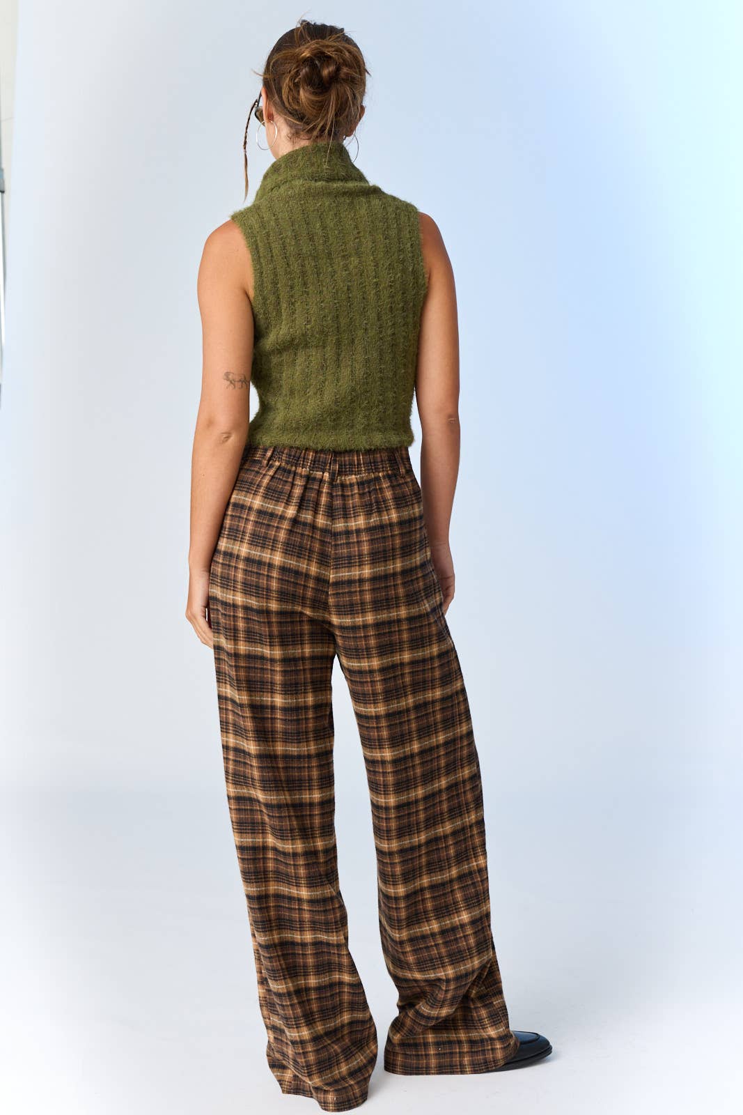 Chocolate Ava Wide - Leg Plaid Pants - Purpose + Passion Boutique