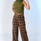 Chocolate Ava Wide - Leg Plaid Pants - Purpose + Passion Boutique