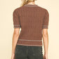 Chocolate Cable Knit Short Sleeve Sweater - Purpose + Passion Boutique