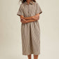 Chocolate/Cream Striped Half - Zip Midi Dress - Purpose + Passion Boutique