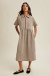 Chocolate/Cream Striped Half - Zip Midi Dress - Purpose + Passion Boutique