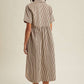 Chocolate/Cream Striped Half - Zip Midi Dress - Purpose + Passion Boutique