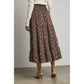 Chocolate/Taupe Floral Tiered Front Slit Midi Skirt - Purpose + Passion Boutique