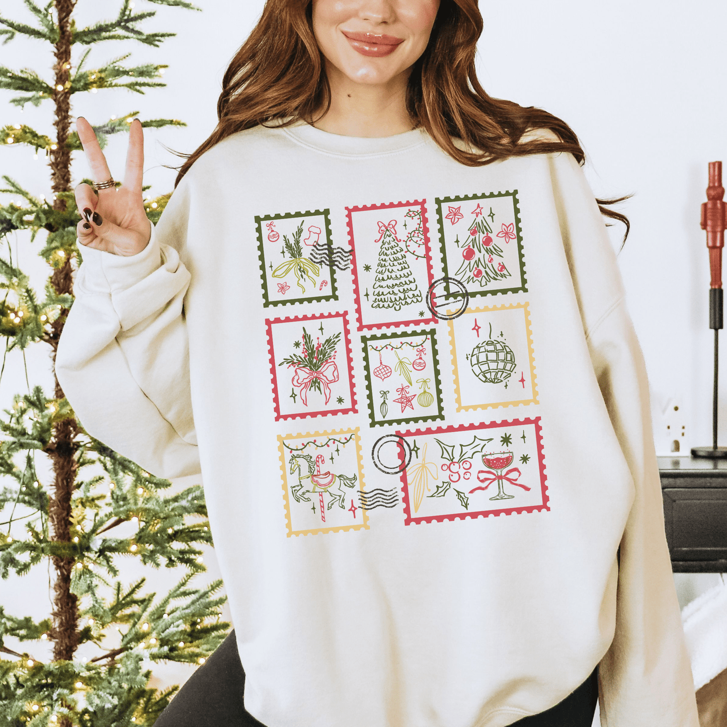 Christmas Postage Stamps Crewneck Sweatshirt - Purpose + Passion Boutique