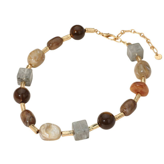 Chunky Geometric Marbled Beaded Necklace - Purpose + Passion Boutique