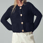 Chunky Gold Button Black Ribbed Knit Cardigan - Purpose + Passion Boutique