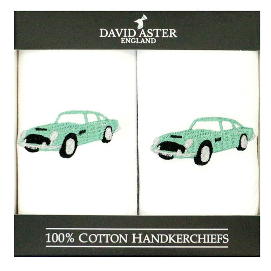Classic Car Embroidered White Cotton Handkerchief - Purpose + Passion Boutique