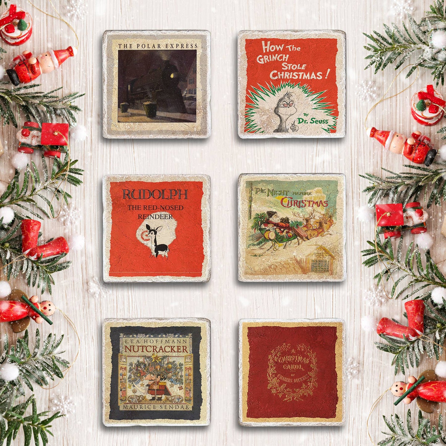 Classic Christmas Book Cover Coasters - Purpose + Passion Boutique