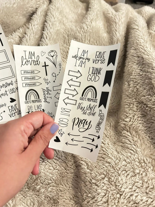 Clear Bible Study Journal Stickers - Purpose + Passion Boutique