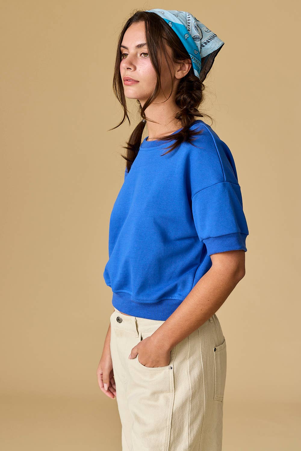 Cobalt Harper French Terry Top - Purpose + Passion Boutique