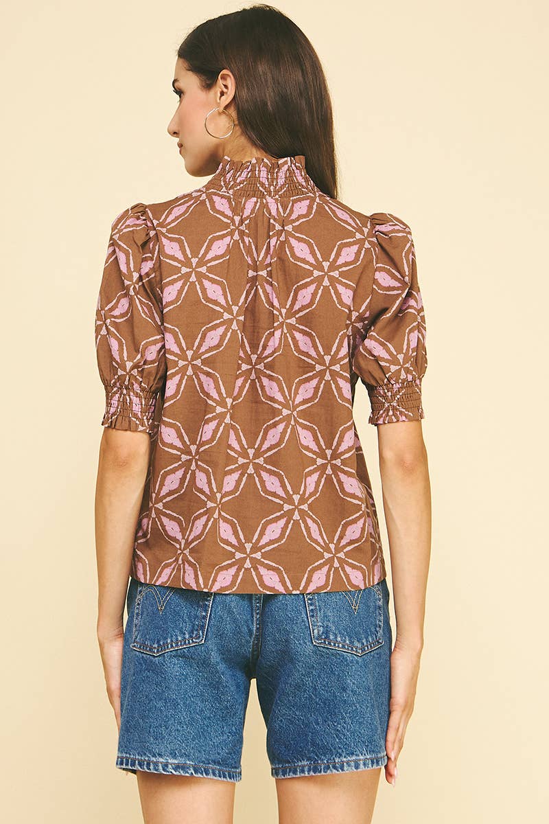 Cocoa Button Detailed Blouse - Purpose + Passion Boutique
