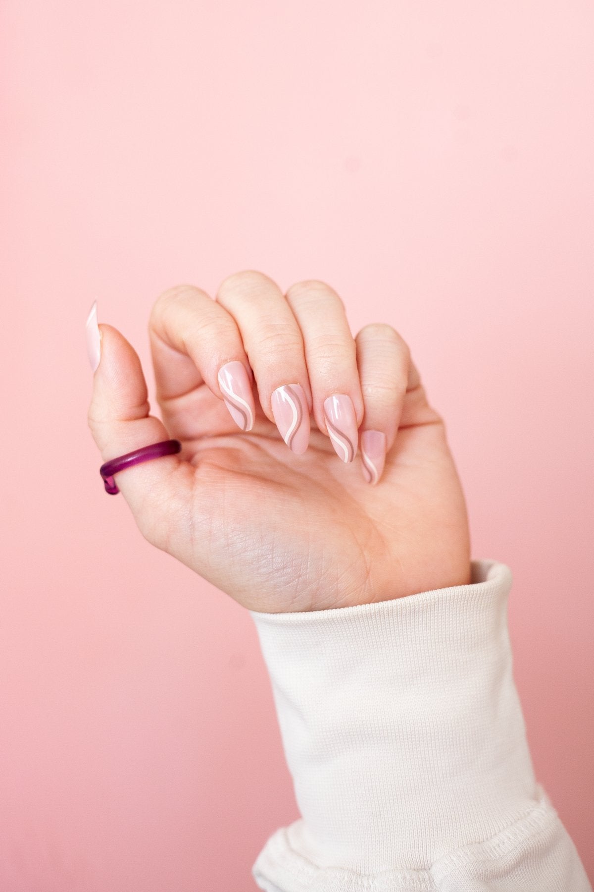 Coffee Date | Neutral Brown Swirl Trendy Press On Nails - Purpose + Passion Boutique