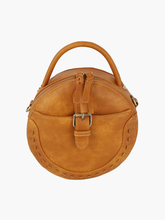 Cognac Circle Shoulder Crossbody - Purpose + Passion Boutique