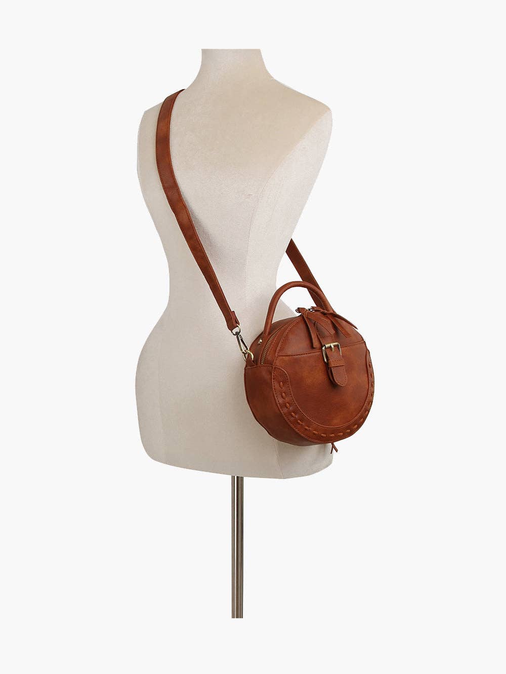 Cognac Circle Shoulder Crossbody - Purpose + Passion Boutique