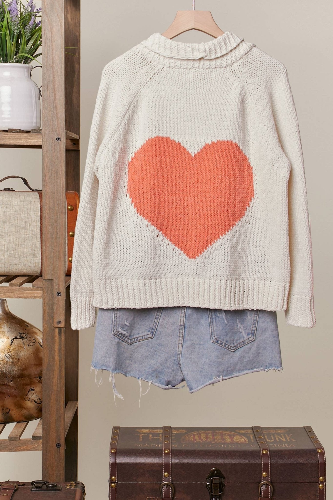 Collar Heart V - Neck Pocket Knit Cardigan - Purpose + Passion Boutique