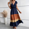 Color - Coded Short - Sleeved V - Neck Dress - Purpose + Passion Boutique
