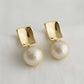 Contemporary Geometric Pearl Drop Earrings - Purpose + Passion Boutique