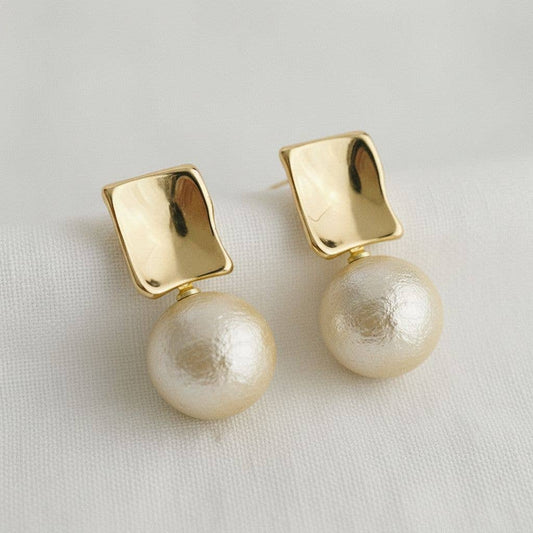 Contemporary Geometric Pearl Drop Earrings - Purpose + Passion Boutique