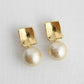 Contemporary Geometric Pearl Drop Earrings - Purpose + Passion Boutique