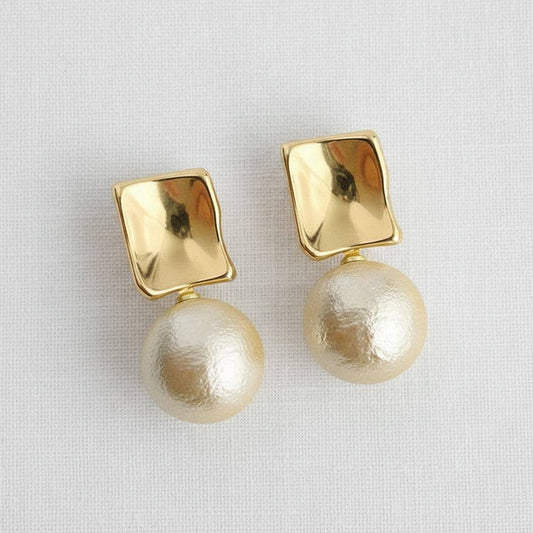 Contemporary Geometric Pearl Drop Earrings - Purpose + Passion Boutique