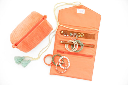 Coral Embroidered Velvet Jewelry Organizer - Purpose + Passion Boutique