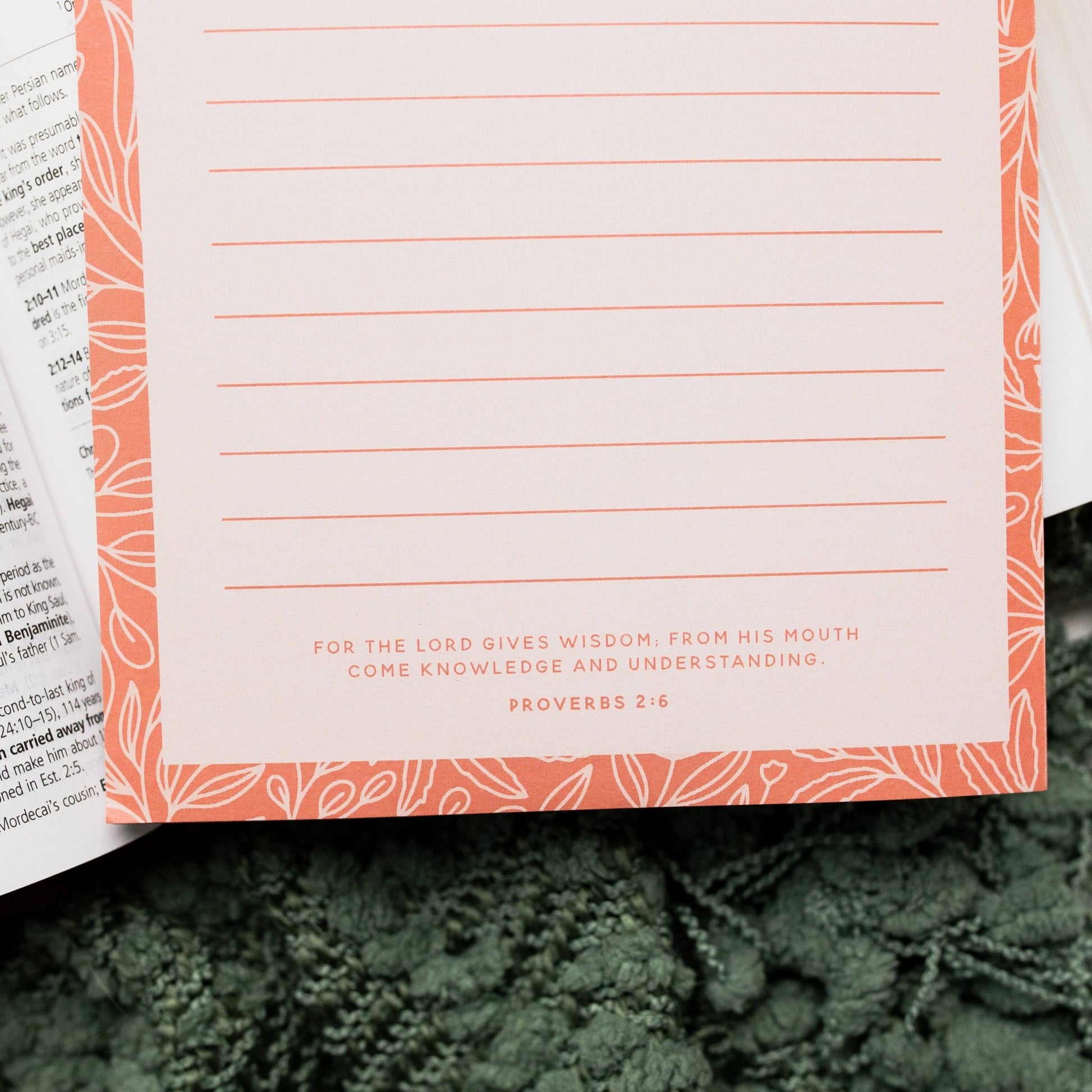 Coral Proverbs 2:6 Notepad - Purpose + Passion Boutique