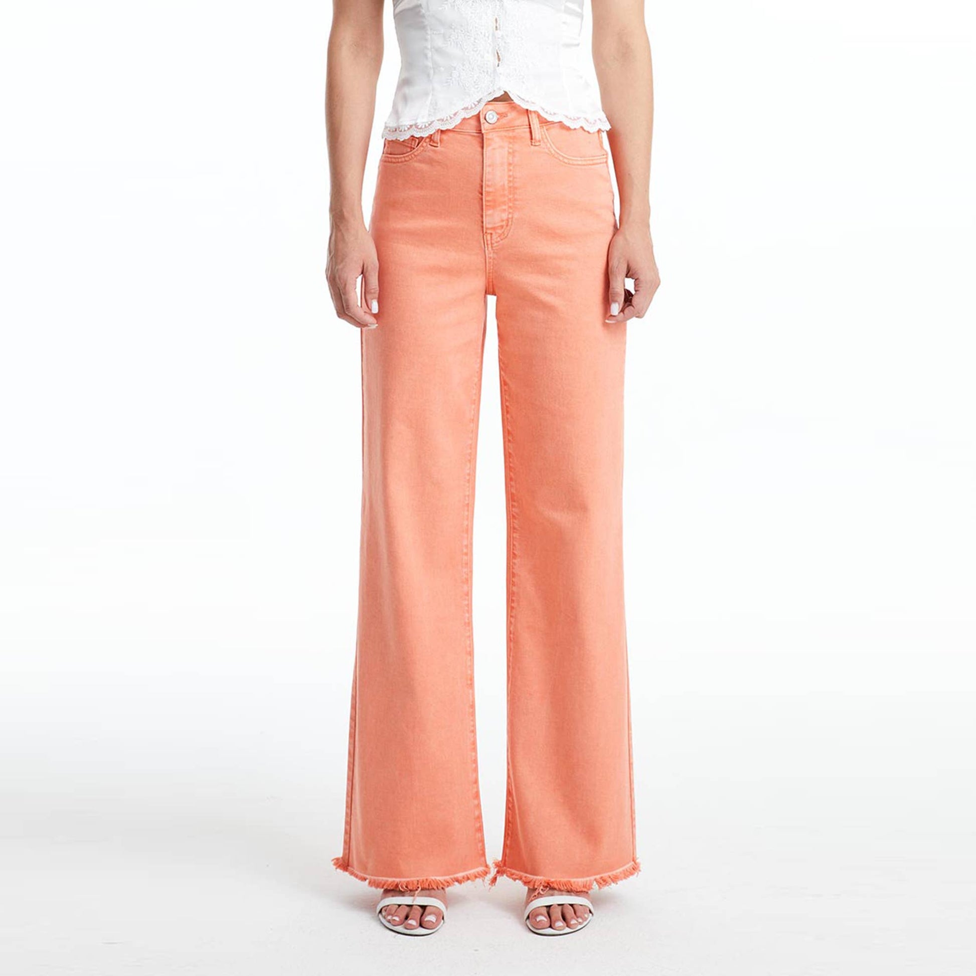 Coral Super High Rise Wide Leg Twill Pants - Purpose + Passion Boutique