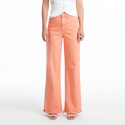 Coral Super High Rise Wide Leg Twill Pants - Purpose + Passion Boutique